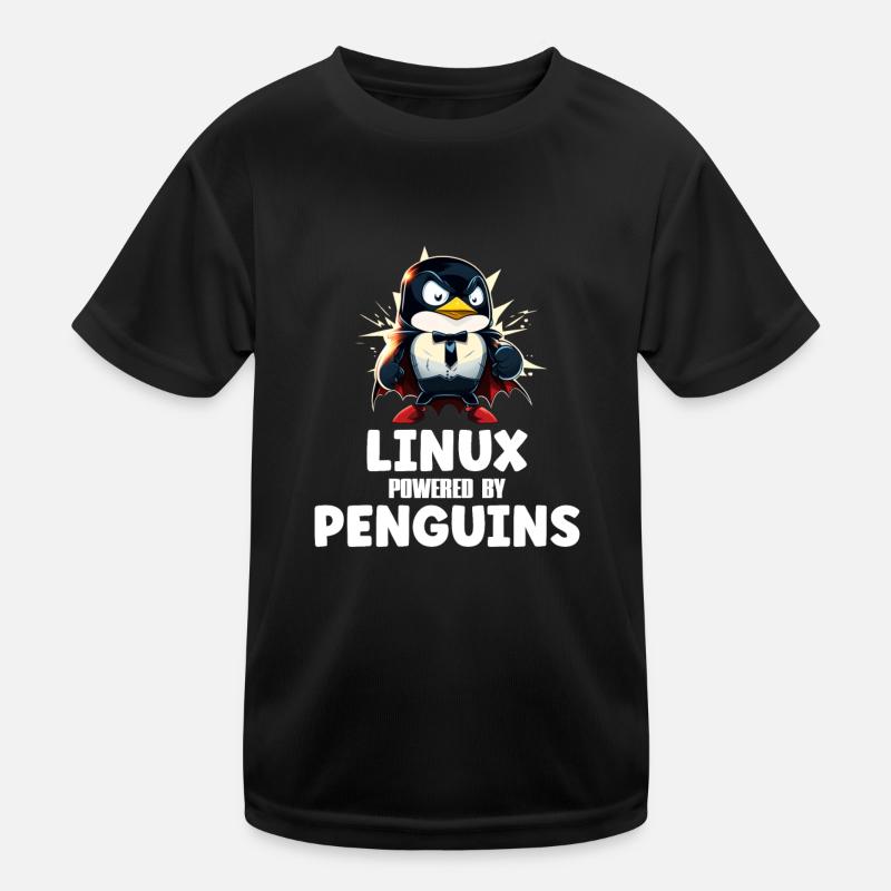 Linux Powered By Penguins Kinder Funktions-T-Shirt