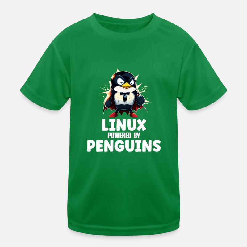 Linux Powered By Penguins Kinder Funktions-T-Shirt