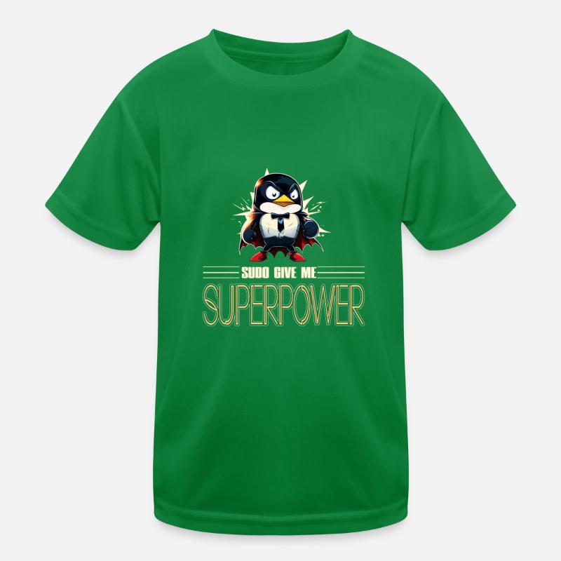 Linux Tux with Sudo Superpower Super-Penguin Kinder Funktions-T-Shirt