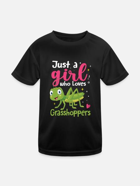 Grashüpfer - Kinder Funktions-T-Shirt - Schwarz