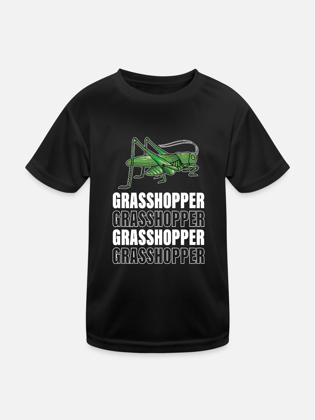 Grashüpfer - Kinder Funktions-T-Shirt - Schwarz - Vorne