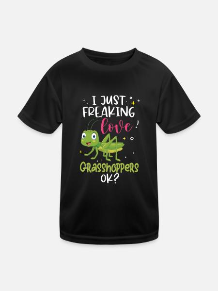 Grashüpfer - Kinder Funktions-T-Shirt - Schwarz