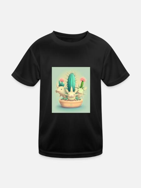 Mexican Cactus Plant Lover Cactus Axolotl Mexican - Kinder Funktions-T-Shirt - Schwarz - Vorne
