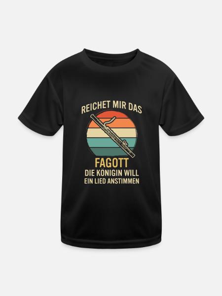 Fagott Fagottspieler Fagottist - Kinder Funktions-T-Shirt - Schwarz - Vorne