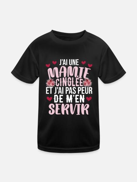 J'ai Une Mamie Cinglée - T-shirt sport Enfant - noir - Devant