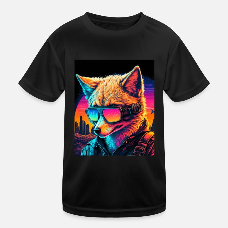 Rétro Futuriste Synthwave Fox T-shirt sport Enfant