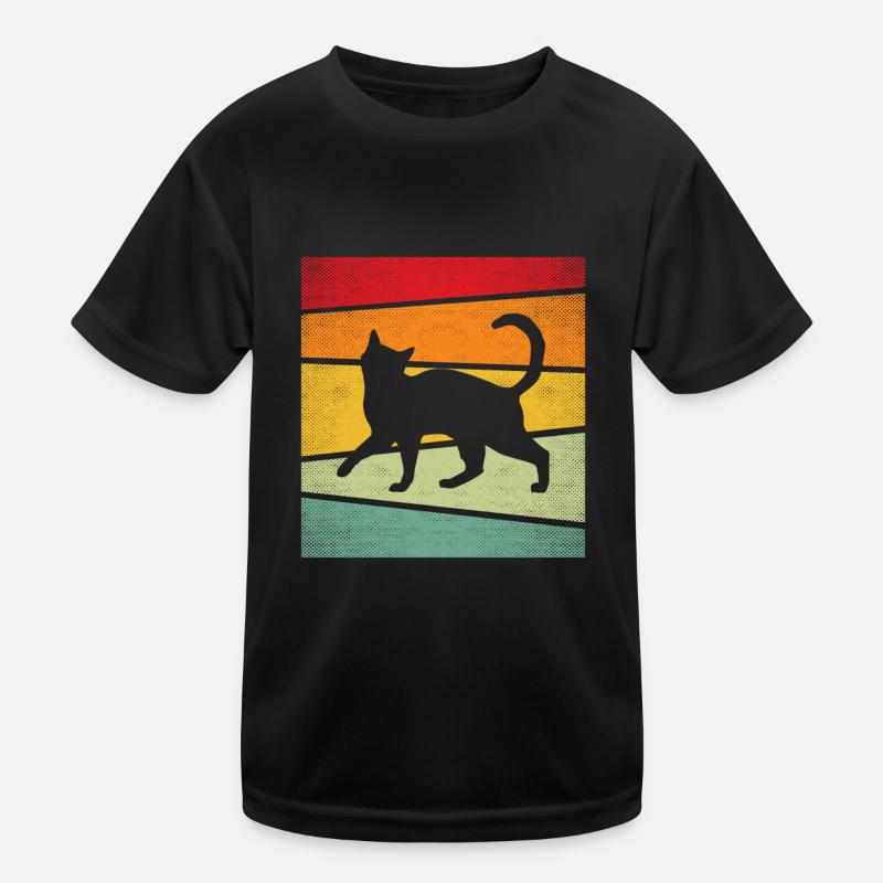 Katze Retro Kinder Funktions-T-Shirt