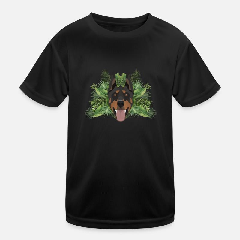 Tropical Dobermann Kinder Funktions-T-Shirt