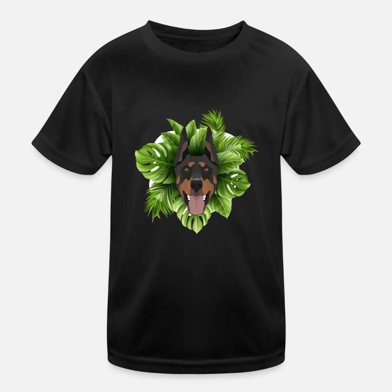Tropical Dobermann Kinder Funktions-T-Shirt