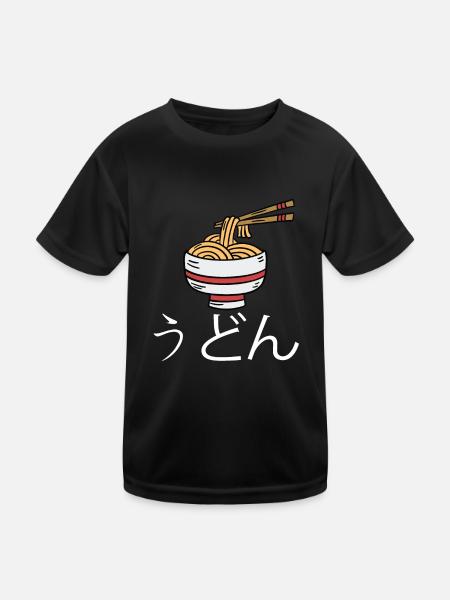 Udon-nudeln - Kinder Funktions-T-Shirt - Schwarz - Vorne
