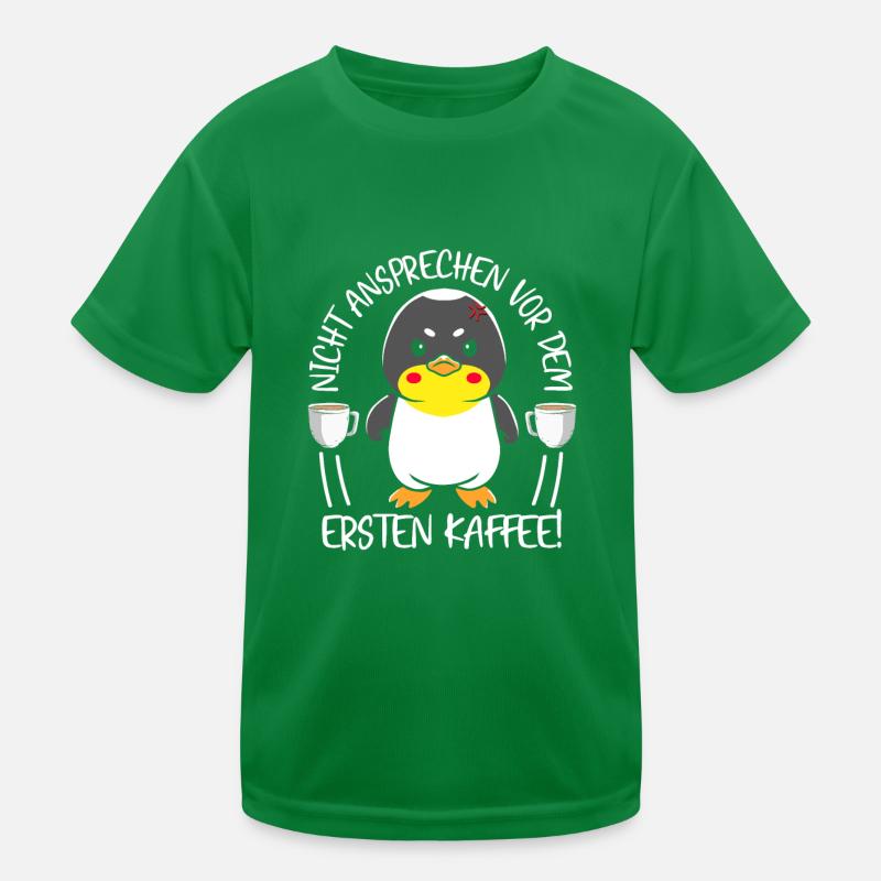 Pinguin Nicht Ansprechen Vor Dem Ersten Kaffee Kinder Funktions-T-Shirt