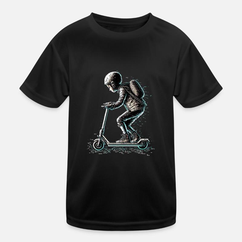 Stuntscooter in ASCII style Kids Functional T-Shirt