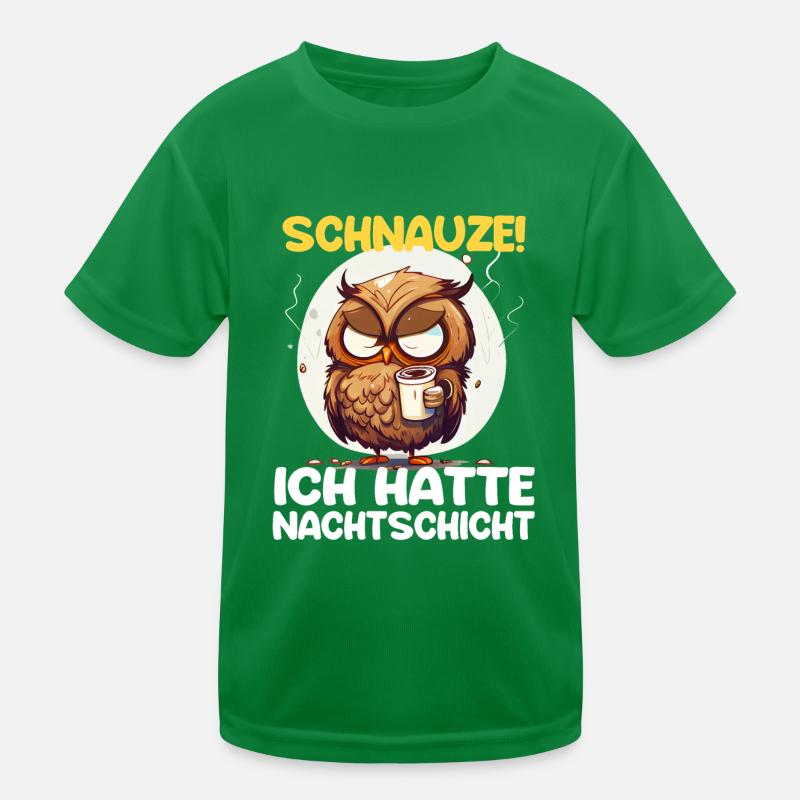 Nachtschicht Kaffee Eule Nachtdienst Schichtarbeit Kinder Funktions-T-Shirt