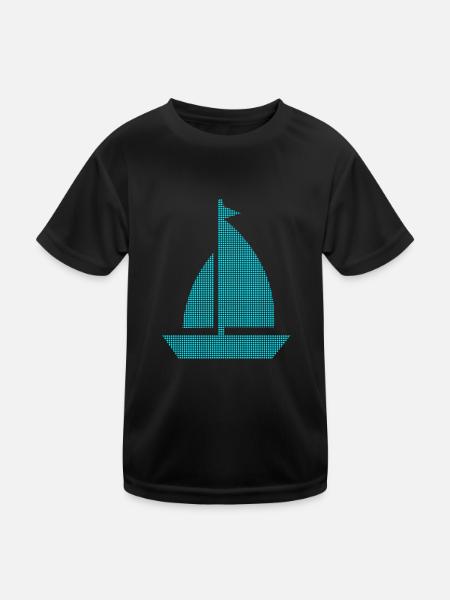 Segeln - Kinder Funktions-T-Shirt - Schwarz - Vorne