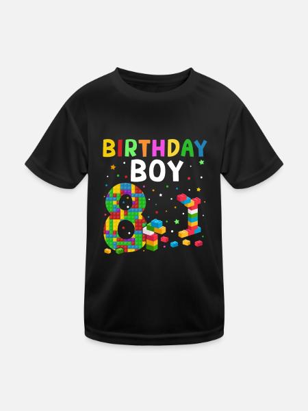 Birthday child building blocks 14 years old - Kids Functional T-Shirt - black - Front
