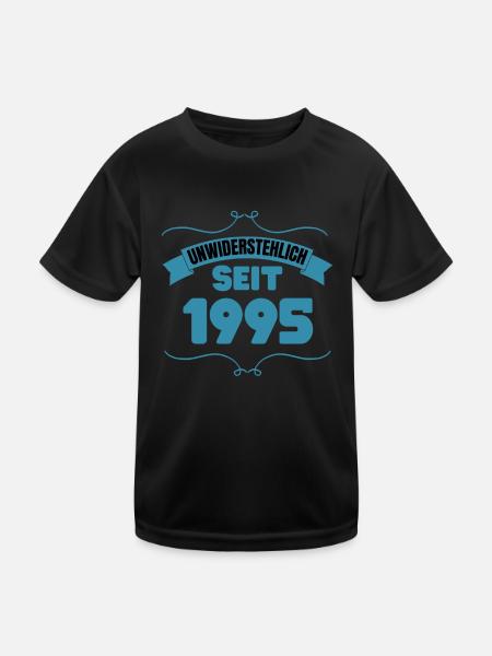 28. Geburtstag Geschenk Unwiderstehlich seit 1995 - Kinder Funktions-T-Shirt - Schwarz - Vorne