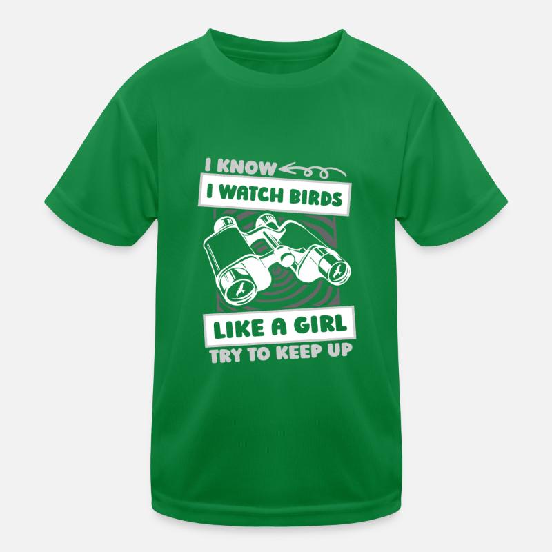 Vogelbeobachter Mädchen Kinder Funktions-T-Shirt