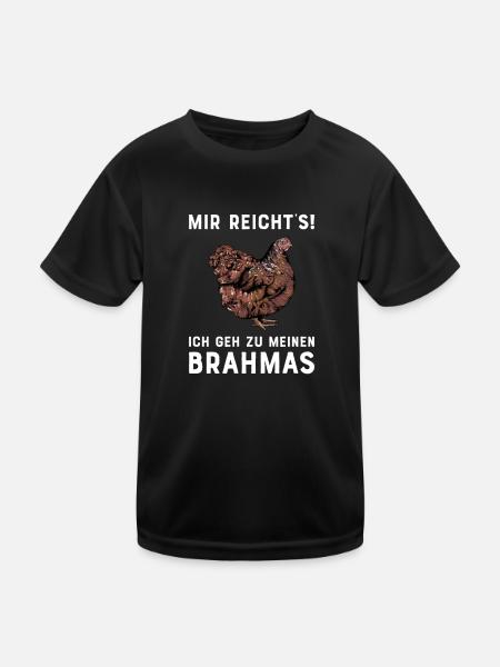 Brahma Hühner I Chicken Geflügel Motiv für - Kinder Funktions-T-Shirt - Schwarz - Vorne