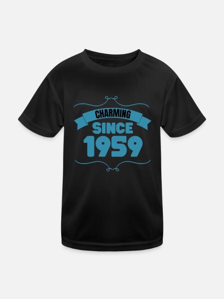 64. Geburtstags Party Geschenk Charmant seit 1959 - Kinder Funktions-T-Shirt - Schwarz - Vorne