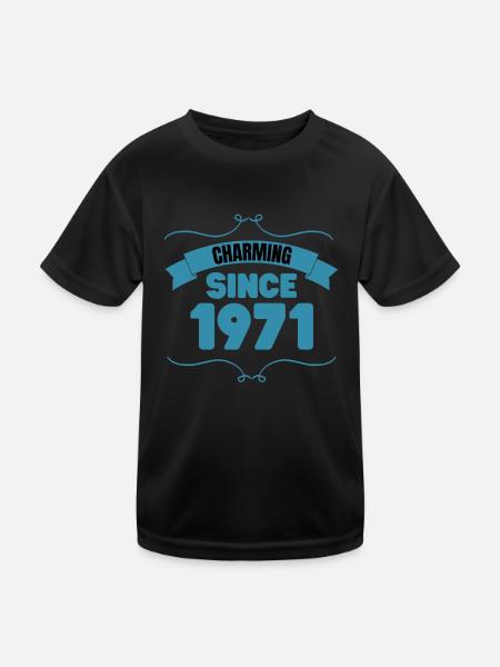 52. Geburtstags Party Geschenk Charmant seit 1971 - Kinder Funktions-T-Shirt - Schwarz - Vorne
