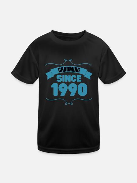 33. Geburtstags Party Geschenk Charmant seit 1990 - Kinder Funktions-T-Shirt - Schwarz - Vorne