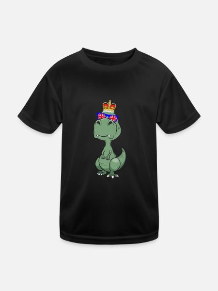 Dino Queen Elizabeth II British Crown T-Rex - T-shirt sport Enfant - noir - Devant