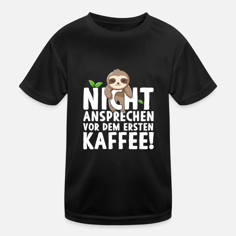 Faultier Nicht Ansprechen Vor Dem Ersten Kaffee - Kinder Funktions-T-Shirt - Schwarz