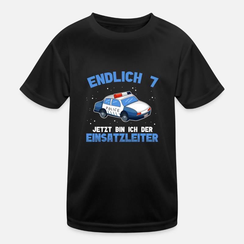 Polizei sieben Jahre 7. Geburtstag Junge Polizei Kinder Funktions-T-Shirt