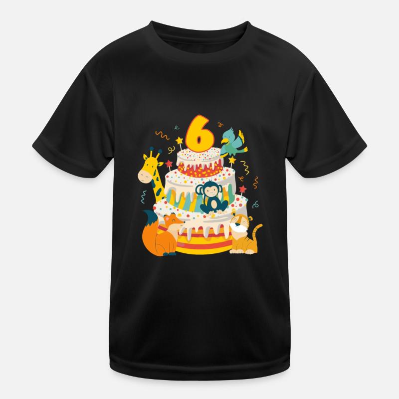 6th Birthday Cake Animals Party Gift 6 Years Old Kinder Funktions-T-Shirt