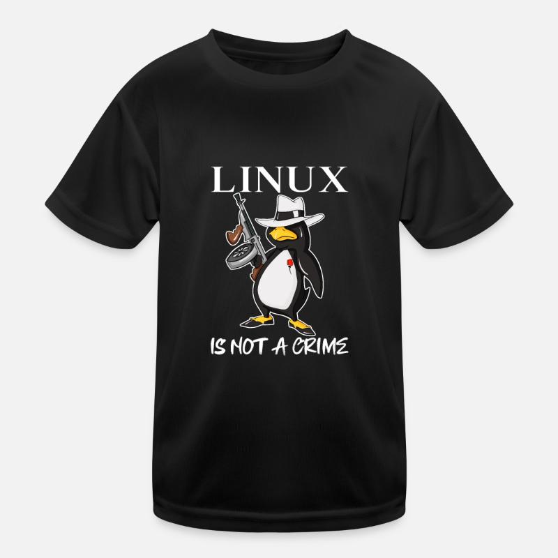 Linux is Not A Crime Tux Linux Penguin Gangster Kinder Funktions-T-Shirt