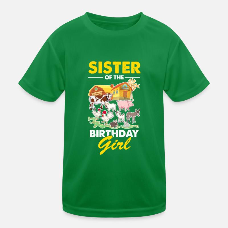 Schwester vom Geburtstagskind Mädchen Bauernhof Kinder Funktions-T-Shirt