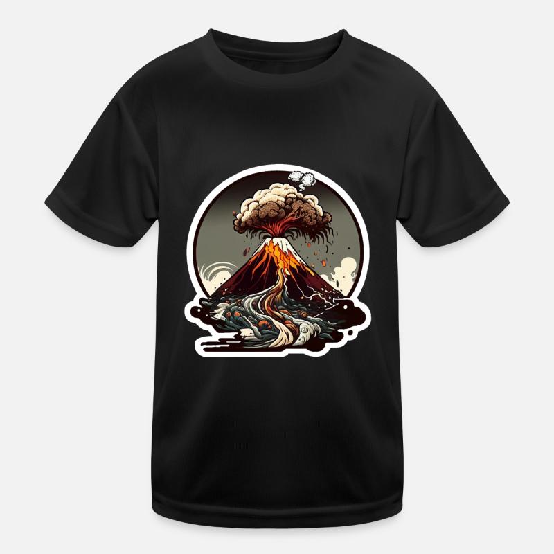 Ausbrechender Vulkan Kinder Funktions-T-Shirt