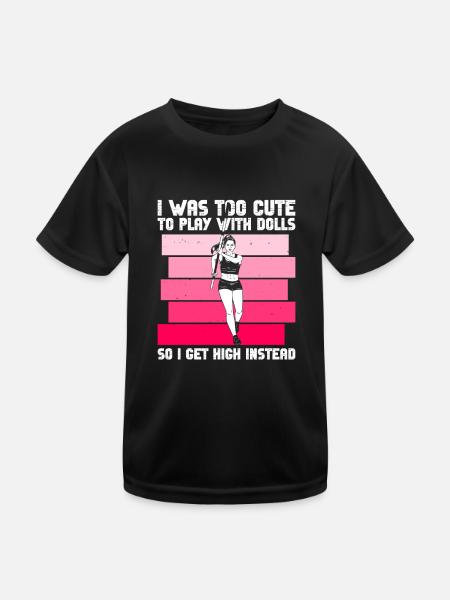 Stabhochsprung Mädchen Stabhochspringen - T-shirt sport Enfant - noir - Devant