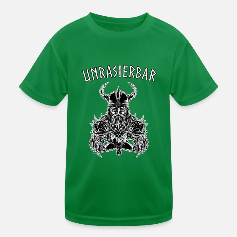 Bartträger Bart Wikinger Lustig Spruch Unrasierbar Kinder Funktions-T-Shirt