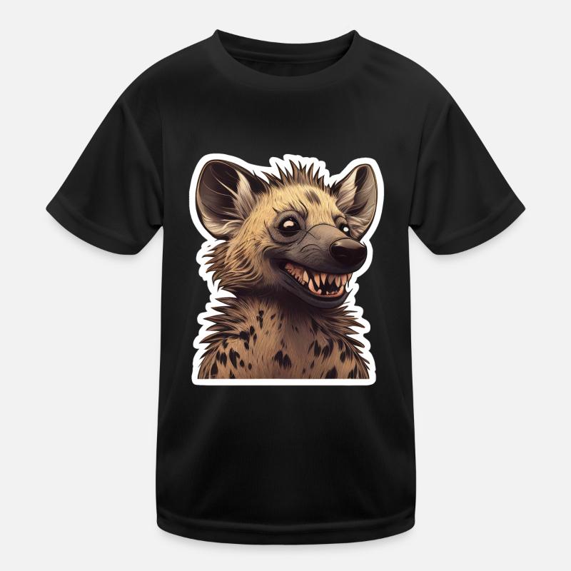 Fiese Hyäne - Kinder Funktions-T-Shirt - Schwarz