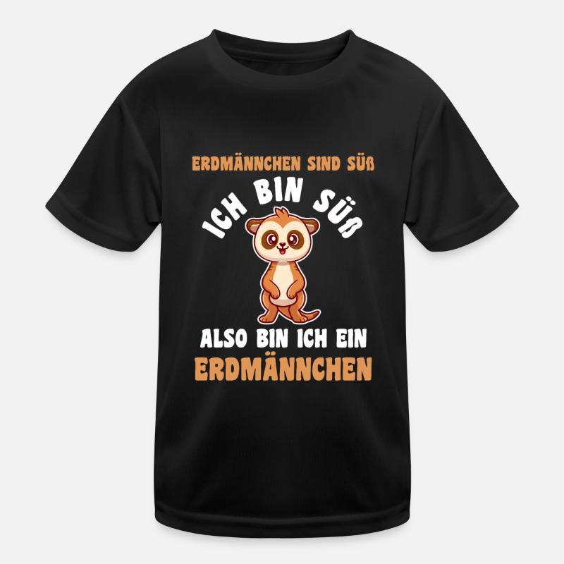 Erdmännchen - Kinder Funktions-T-Shirt - Schwarz