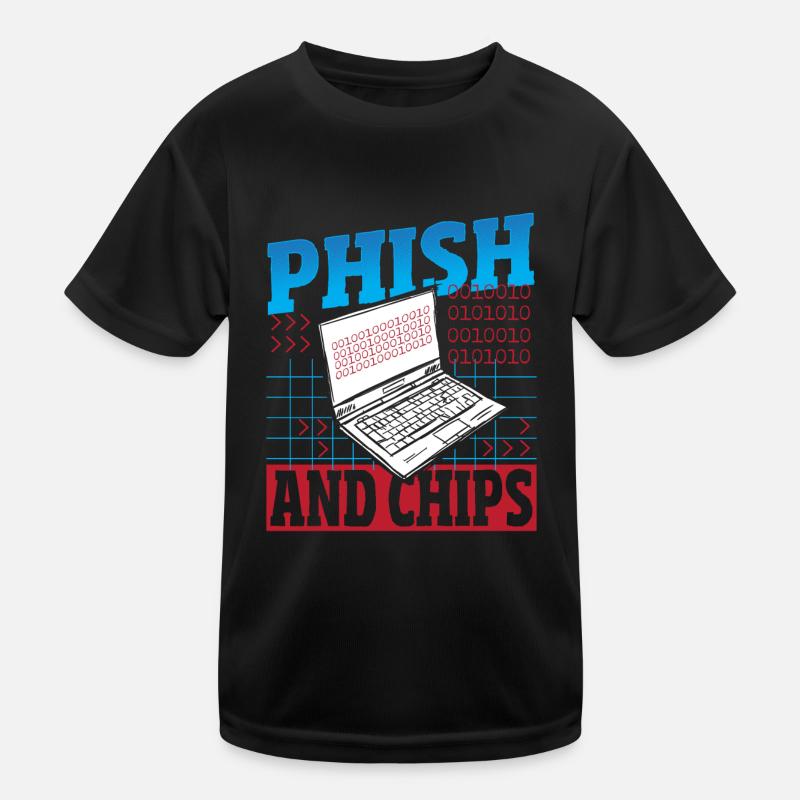 Phish and Chips Hacker Hacking Internet Network Kids Functional T-Shirt