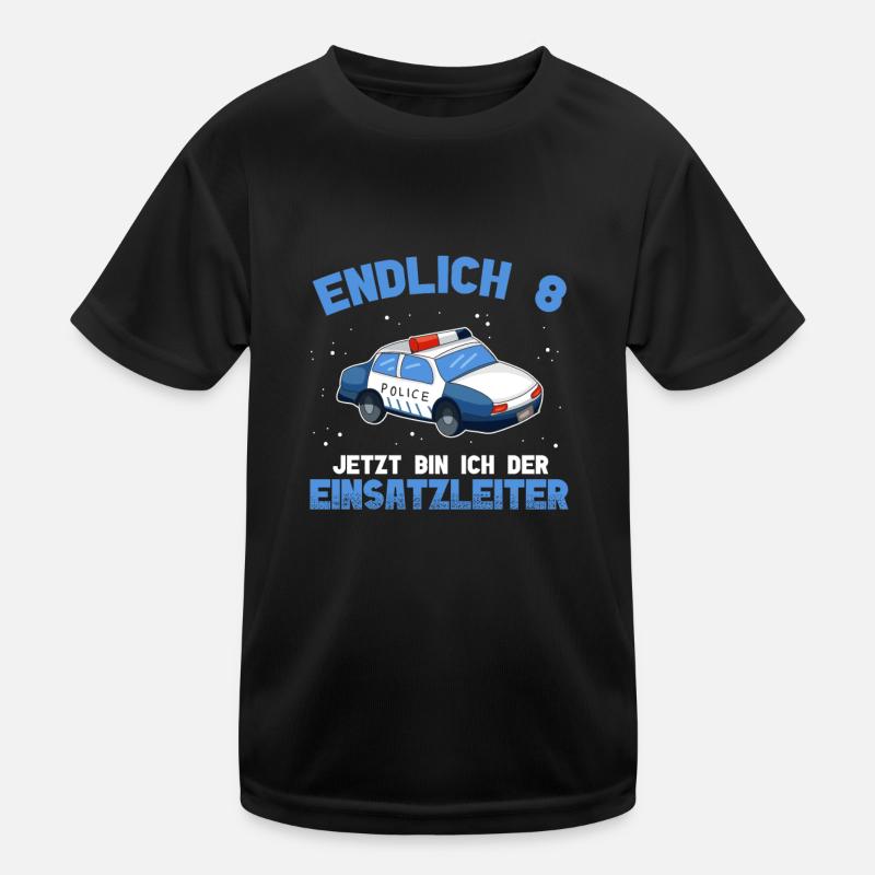 Polizei 8. Geburtstag Junge Polizei Einsatzleiter Kinder Funktions-T-Shirt