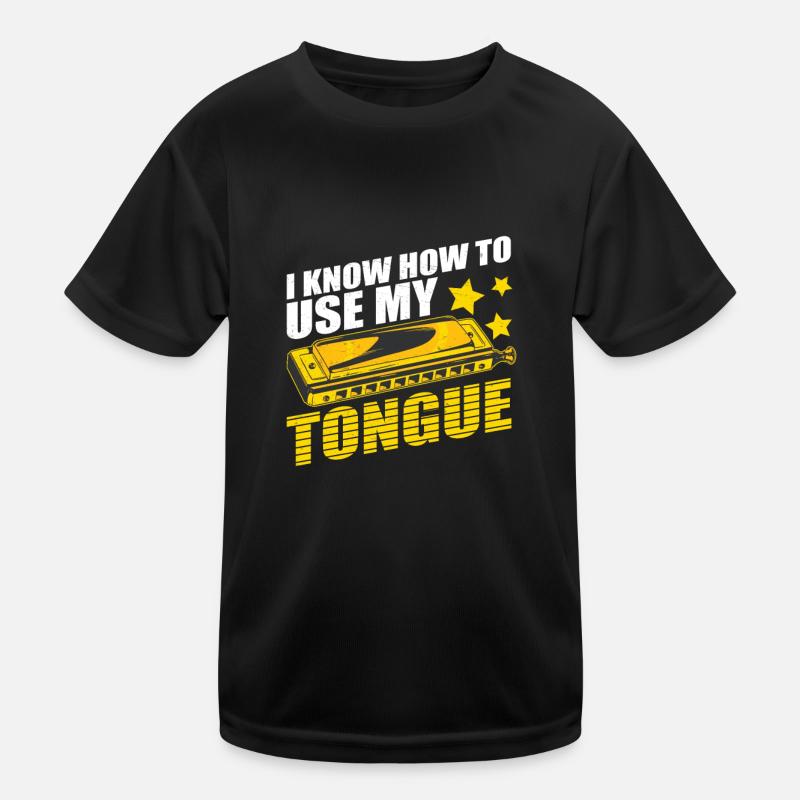 Harmonica I know how to use my tongue Kids Functional T-Shirt