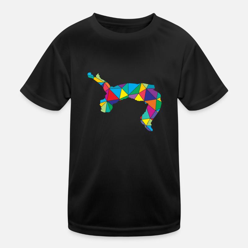 Low Poly Freerunner Polygon Parkour Backward Somersault Kids Functional T-Shirt