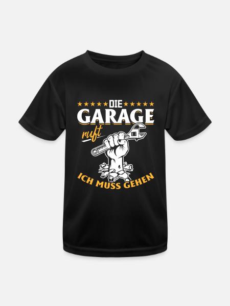 Garage ruft KFZ Mechaniker Oldtimer Bastler Tuning - Kinder Funktions-T-Shirt - Schwarz - Vorne