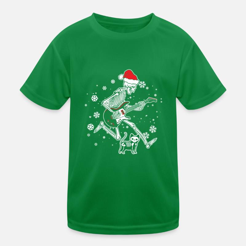 Skeleton Guitar Cat Kids Functional T-Shirt