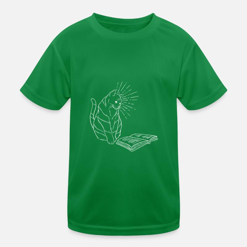 Katze und Bücher Kinder Funktions-T-Shirt
