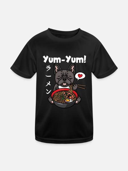 Japon Anime Bulldog Ramen Nouilles Chien Kawaii - T-shirt sport Enfant - noir - Devant