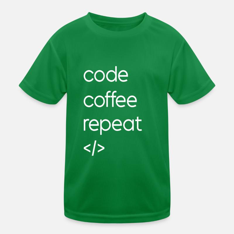 Code Coffee Repetition Kids Functional T-Shirt