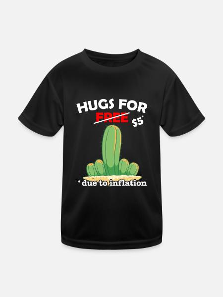 Fucktus cactus valentine costume Hugs For Free - Kinder Funktions-T-Shirt - Schwarz - Vorne