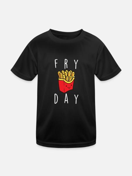 Français Frites Drôle d’amateur de restauration rapide Français frites - T-shirt sport Enfant - noir - Devant