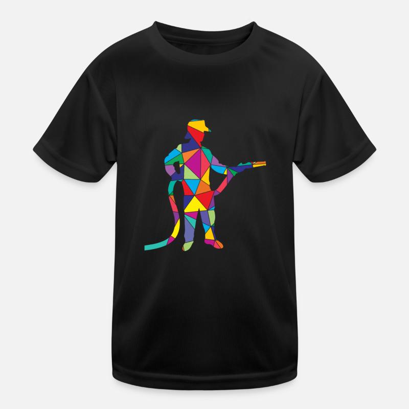 Low Poly Feuerwehrmann Poly Firefighter Kids Functional T-Shirt