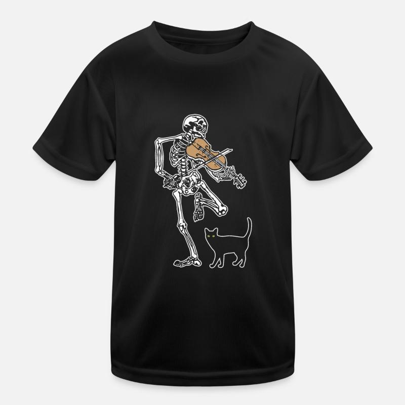 Skeleton Violin Cat Kinder Funktions-T-Shirt