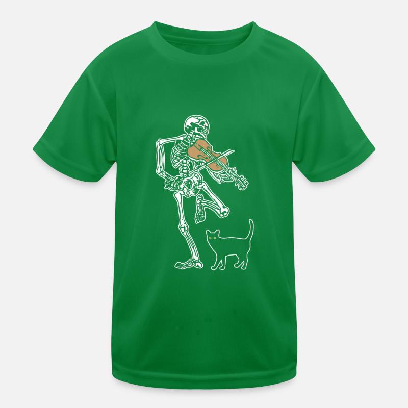 Skeleton Violin Cat Kinder Funktions-T-Shirt